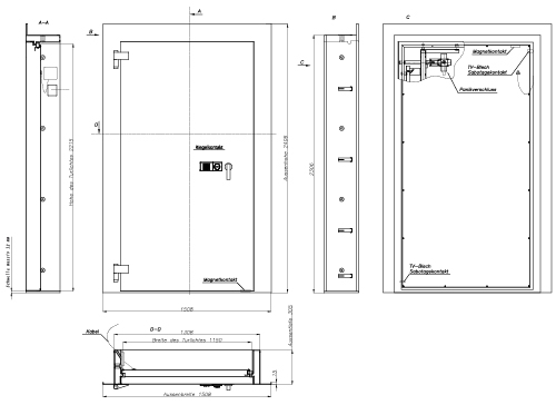 Technische Zeichnung Wertschutzraumtür Sondergröße